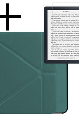 NoXx Hoes Geschikt voor Kobo Libra 2 Hoesje Bookcase Cover Book Case Hoes Sleepcover Met Screenprotector - Donkergroen