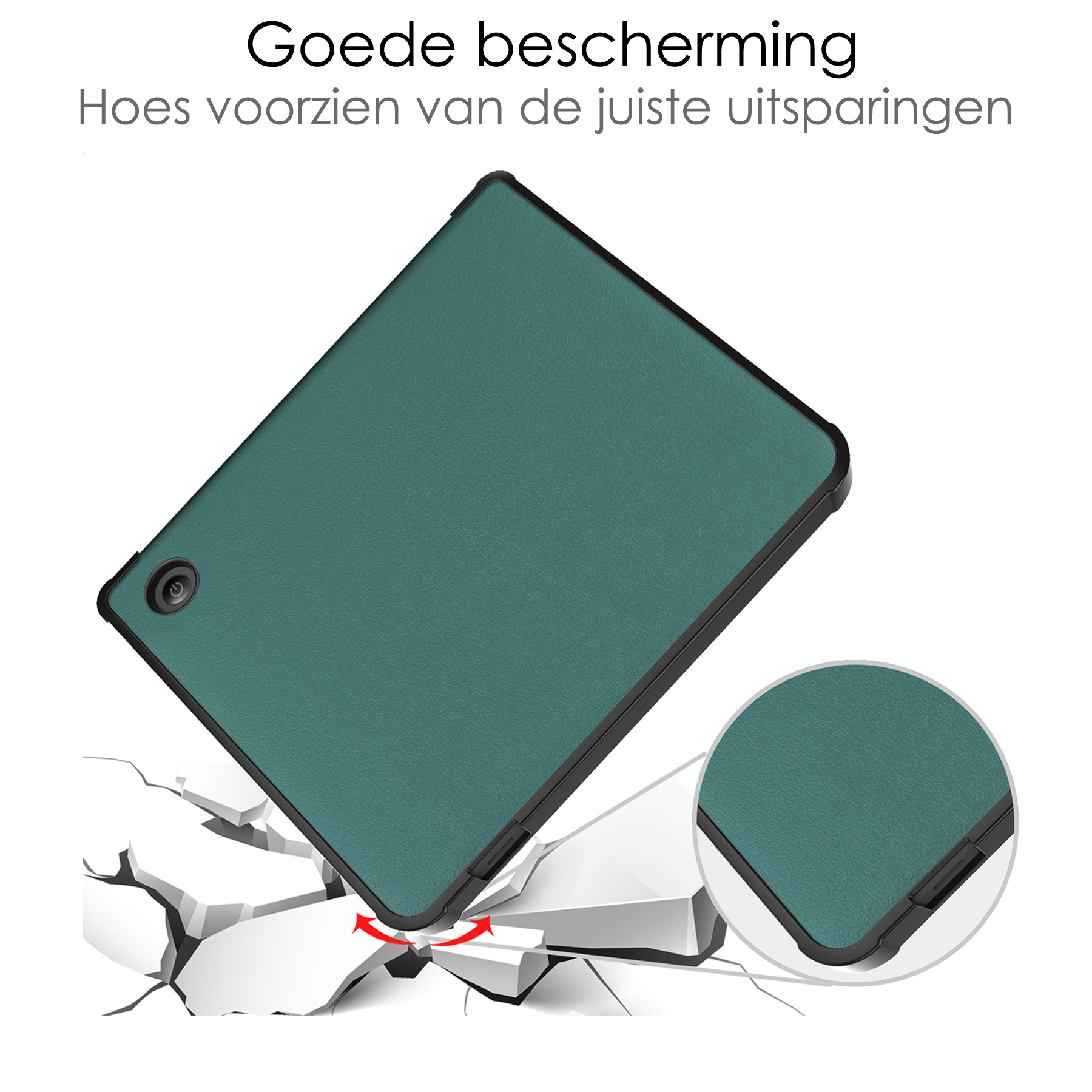 NoXx Hoes Geschikt voor Kobo Libra 2 Hoesje Bookcase Cover Book Case Hoes Sleepcover Met Screenprotector - Donkergroen
