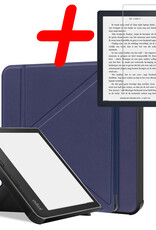 BASEY. Hoes Geschikt voor Kobo Libra 2 Hoesje Bookcase Cover Hoes Met Screenprotector - Hoesje Geschikt voor Kobo Libra 2 Hoes Cover Case - Donkerblauw