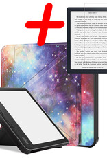 BASEY. Hoes Geschikt voor Kobo Libra 2 Hoesje Bookcase Cover Hoes Met Screenprotector - Hoesje Geschikt voor Kobo Libra 2 Hoes Cover Case - Galaxy