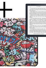 NoXx Hoes Geschikt voor Kobo Libra 2 Hoesje Bookcase Cover Book Case Hoes Sleepcover Met Screenprotector - Graffity