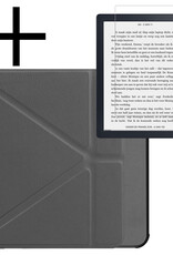 NoXx Hoes Geschikt voor Kobo Libra 2 Hoesje Bookcase Cover Book Case Hoes Sleepcover Met Screenprotector - Grijs