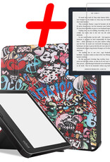 BASEY. Hoes Geschikt voor Kobo Libra 2 Hoesje Bookcase Cover Hoes Met Screenprotector - Hoesje Geschikt voor Kobo Libra 2 Hoes Cover Case - Graffity