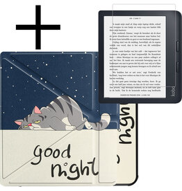 NoXx NoXx Kobo Libra 2 Hoesje Met Screenprotector - Kat