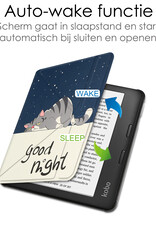 NoXx Hoes Geschikt voor Kobo Libra 2 Hoesje Bookcase Cover Book Case Hoes Sleepcover Met Screenprotector - Kat