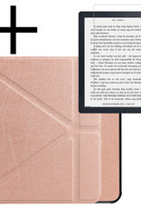 NoXx Hoes Geschikt voor Kobo Libra 2 Hoesje Bookcase Cover Book Case Hoes Sleepcover Met Screenprotector - Rosé Goud