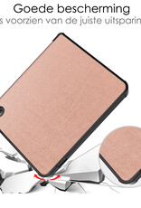 NoXx Hoes Geschikt voor Kobo Libra 2 Hoesje Bookcase Cover Book Case Hoes Sleepcover Met Screenprotector - Rosé Goud