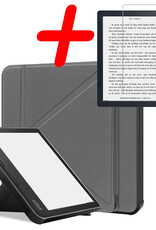 BASEY. Hoes Geschikt voor Kobo Libra 2 Hoesje Bookcase Cover Hoes Met Screenprotector - Hoesje Geschikt voor Kobo Libra 2 Hoes Cover Case - Grijs