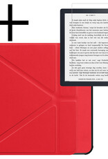 NoXx Hoes Geschikt voor Kobo Libra 2 Hoesje Bookcase Cover Book Case Hoes Sleepcover Met Screenprotector - Rood