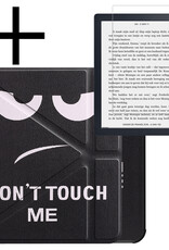 NoXx Hoes Geschikt voor Kobo Libra 2 Hoesje Bookcase Cover Book Case Hoes Sleepcover Met Screenprotector - Don't Touch Me