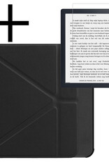 NoXx Hoes Geschikt voor Kobo Libra 2 Hoesje Bookcase Cover Book Case Hoes Sleepcover Met Screenprotector - Zwart