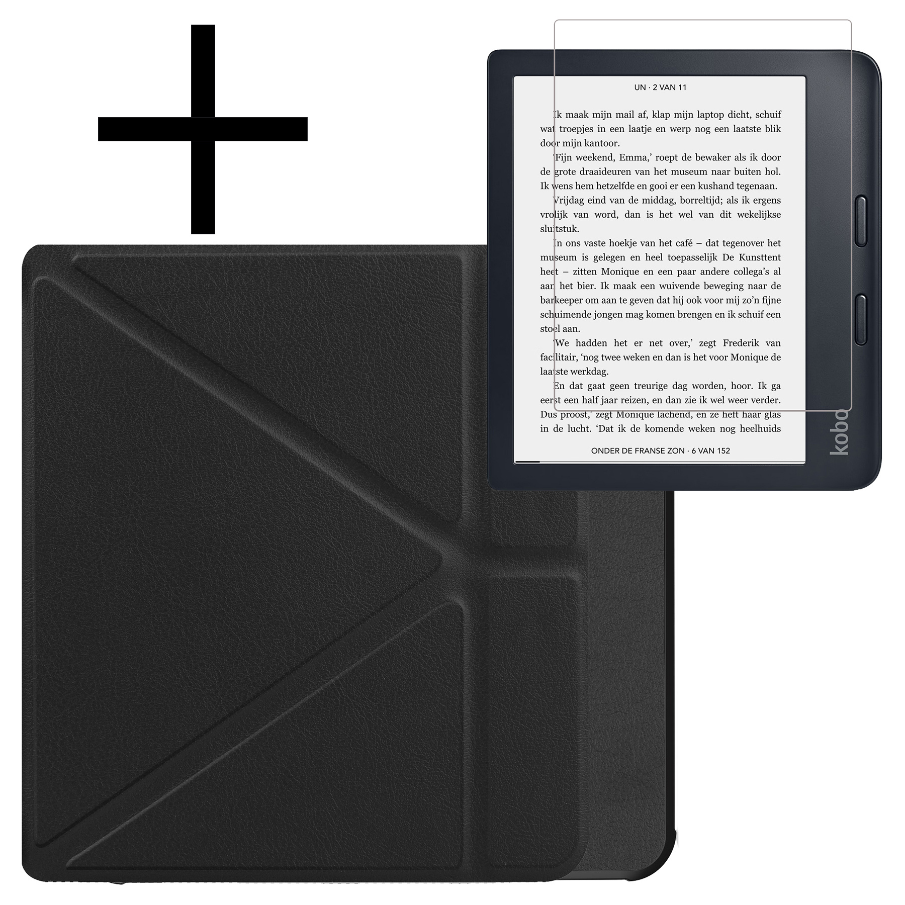NoXx Hoes Geschikt voor Kobo Libra 2 Hoesje Bookcase Cover Book Case Hoes Sleepcover Met Screenprotector - Zwart