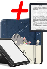 BASEY. Hoes Geschikt voor Kobo Libra 2 Hoesje Bookcase Cover Hoes Met Screenprotector - Hoesje Geschikt voor Kobo Libra 2 Hoes Cover Case - Kat