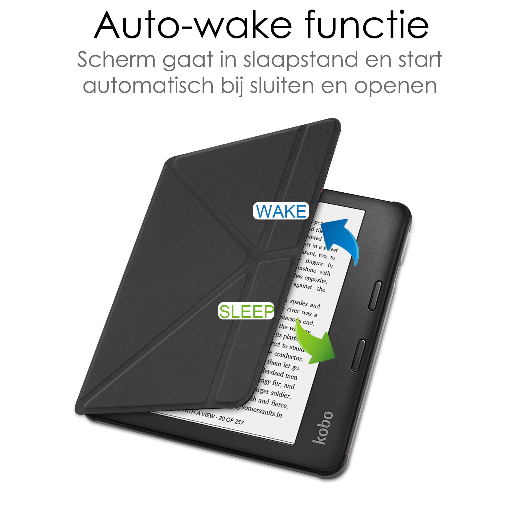 NoXx Hoes Geschikt voor Kobo Libra 2 Hoesje Bookcase Cover Book Case Hoes Sleepcover Met Screenprotector - Zwart