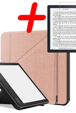 BASEY. Hoes Geschikt voor Kobo Libra 2 Hoesje Bookcase Cover Hoes Met Screenprotector - Hoesje Geschikt voor Kobo Libra 2 Hoes Cover Case - Rosé Goud