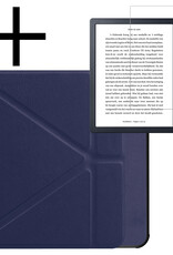 NoXx Hoes Geschikt voor Kobo Libra H2O Hoesje Bookcase Cover Book Case Hoes Sleepcover Met Screenprotector - Donkerblauw