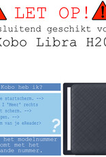 BASEY. Hoes Geschikt voor Kobo Libra H2O Hoesje Bookcase Cover Hoes Met Screenprotector - Hoesje Geschikt voor Kobo Libra H2O Hoes Cover Case - Donkerblauw