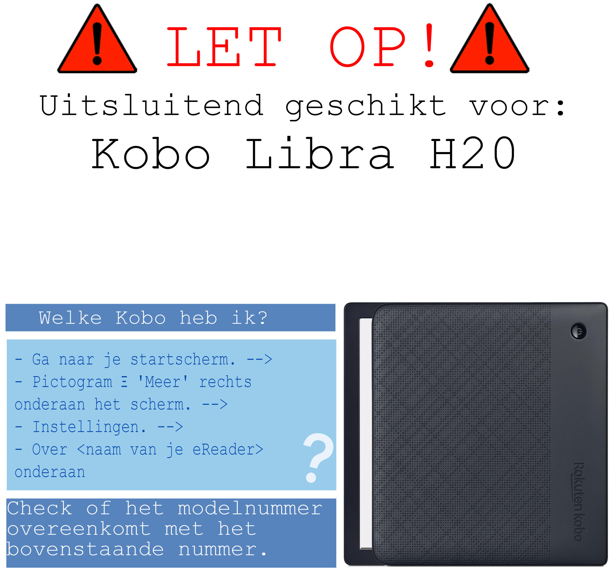 BASEY. Hoes Geschikt voor Kobo Libra H2O Hoesje Bookcase Cover Hoes Met Screenprotector - Hoesje Geschikt voor Kobo Libra H2O Hoes Cover Case - Donkerblauw