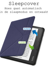 BASEY. Hoes Geschikt voor Kobo Libra H2O Hoesje Bookcase Cover Hoes Met Screenprotector - Hoesje Geschikt voor Kobo Libra H2O Hoes Cover Case - Donkerblauw