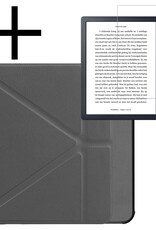 NoXx Hoes Geschikt voor Kobo Libra H2O Hoesje Bookcase Cover Book Case Hoes Sleepcover Met Screenprotector - Grijs