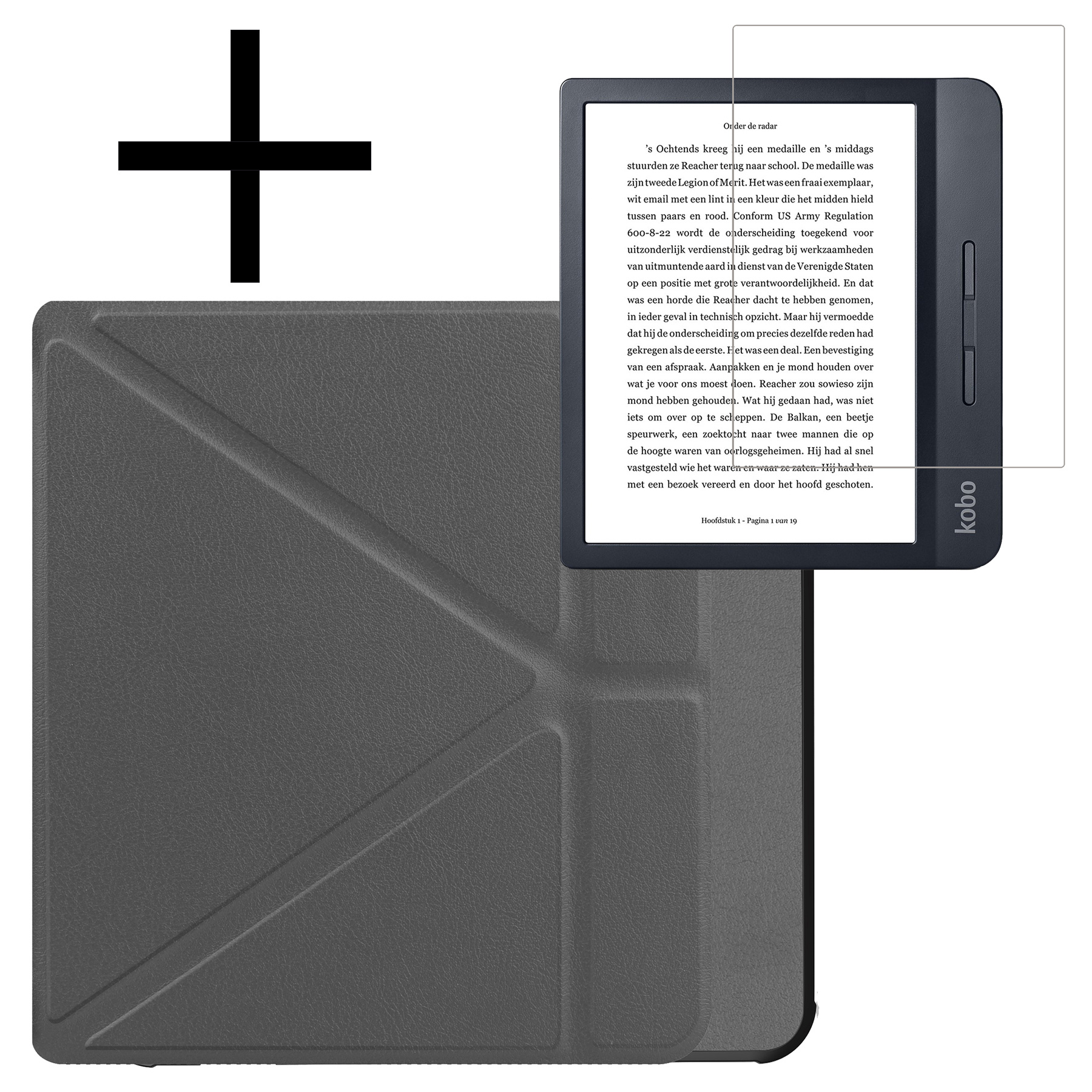 NoXx Hoes Geschikt voor Kobo Libra H2O Hoesje Bookcase Cover Book Case Hoes Sleepcover Met Screenprotector - Grijs