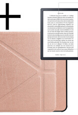 NoXx Hoes Geschikt voor Kobo Libra H2O Hoesje Bookcase Cover Book Case Hoes Sleepcover Met Screenprotector - Rosé Goud