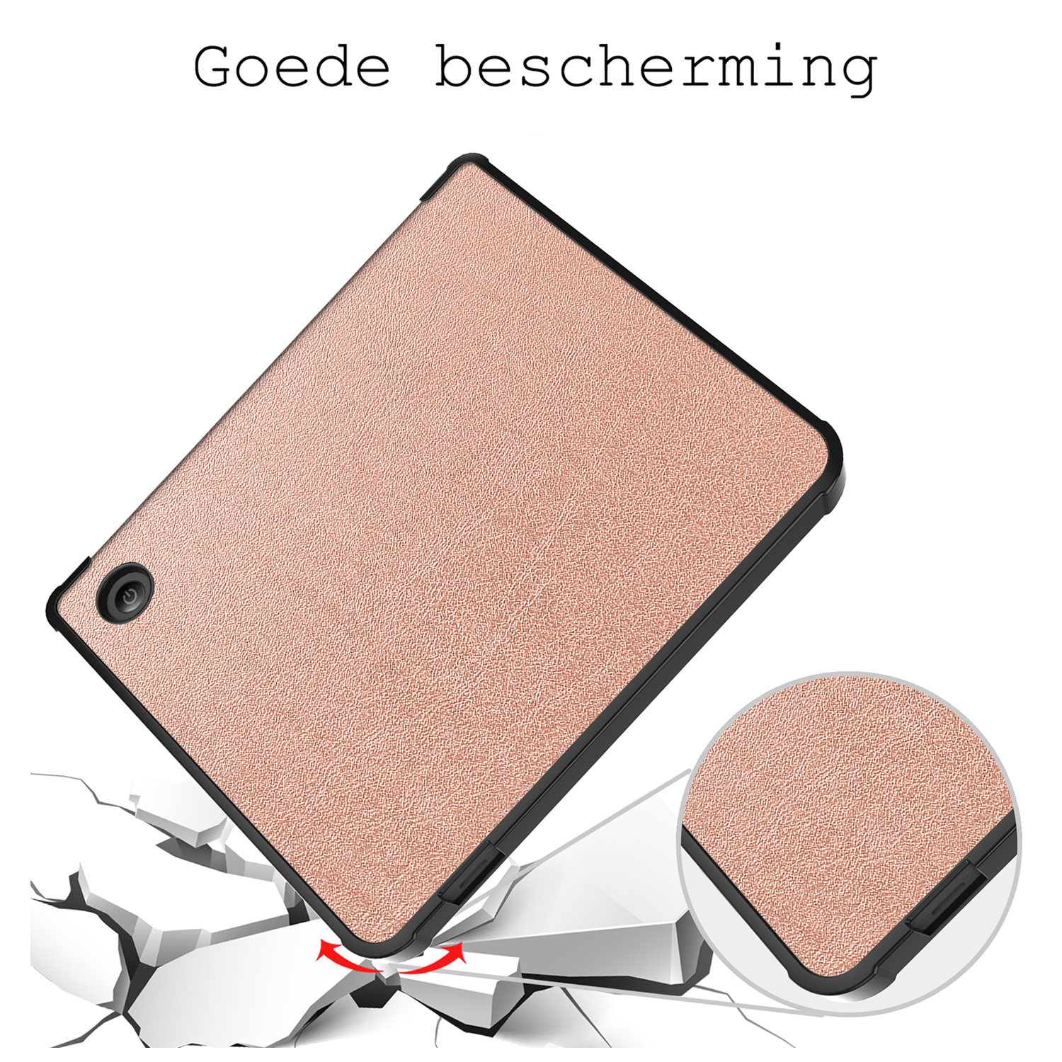BASEY. Hoes Geschikt voor Kobo Libra H2O Hoesje Bookcase Cover Hoes Met Screenprotector - Hoesje Geschikt voor Kobo Libra H2O Hoes Cover Case - Rosé Goud