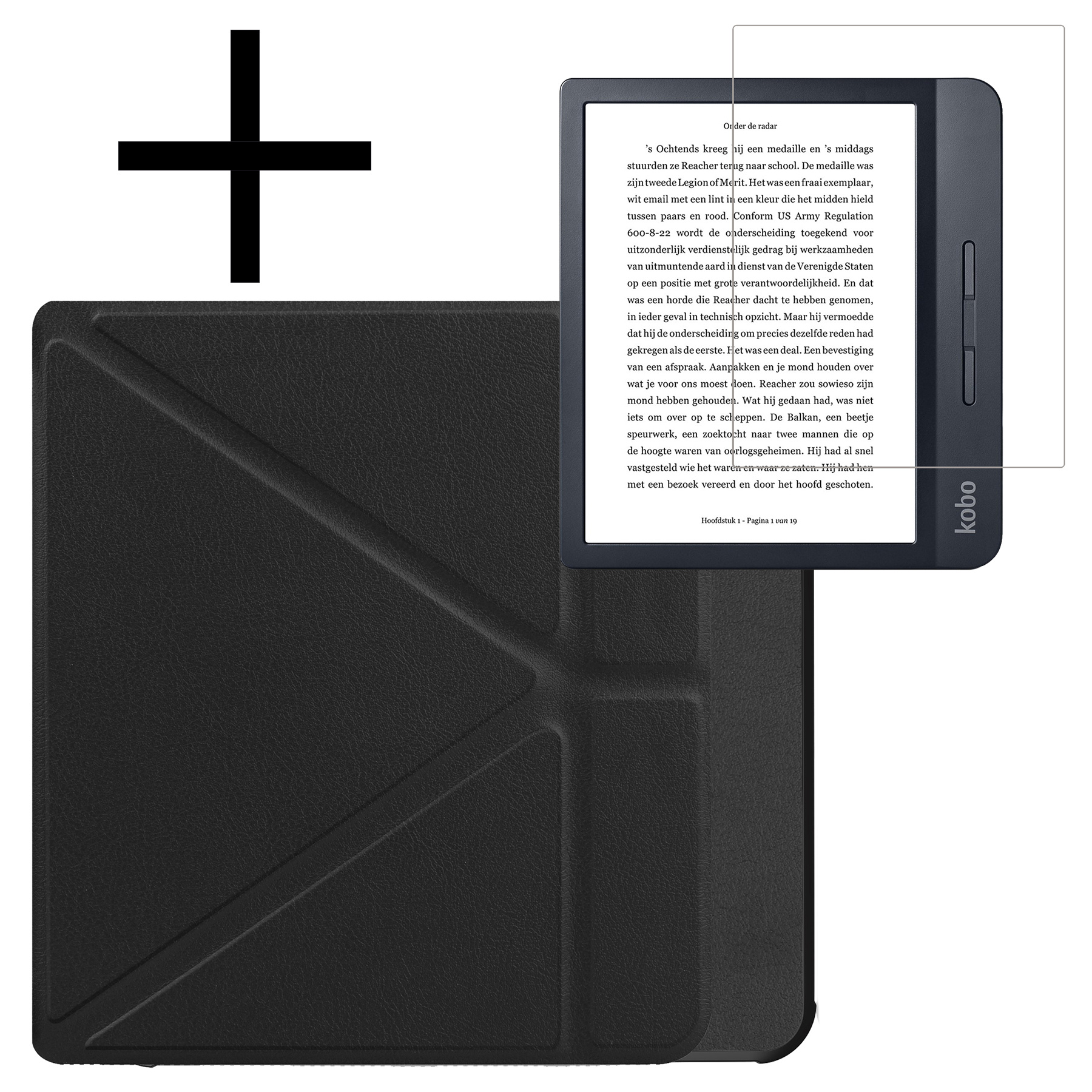 NoXx Hoes Geschikt voor Kobo Libra H2O Hoesje Bookcase Cover Book Case Hoes Sleepcover Met Screenprotector - Zwart