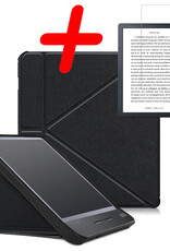 BASEY. Hoes Geschikt voor Kobo Libra H2O Hoesje Bookcase Cover Hoes Met Screenprotector - Hoesje Geschikt voor Kobo Libra H2O Hoes Cover Case - Zwart