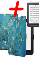 BASEY. Hoes Geschikt voor Kobo Nia Hoesje Bookcase Cover Hoes Met Screenprotector - Hoesje Geschikt voor Kobo Nia Hoes Cover Case - Bloesem