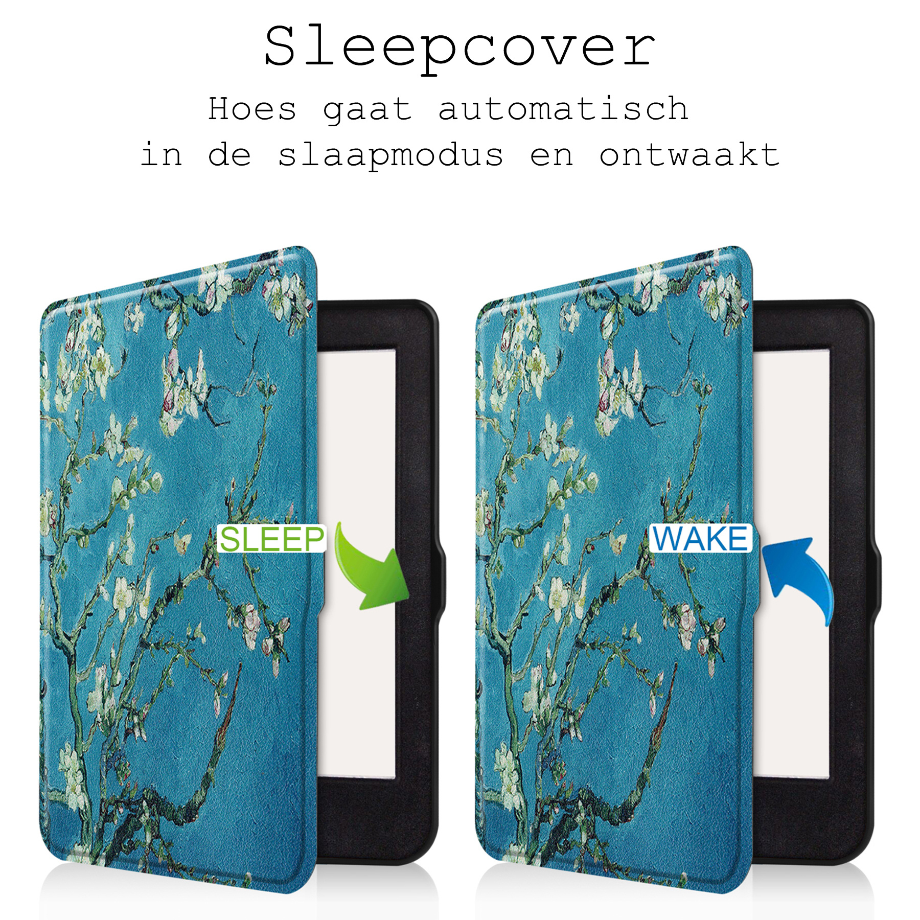 BASEY. Hoes Geschikt voor Kobo Nia Hoesje Bookcase Cover Hoes Met Screenprotector - Hoesje Geschikt voor Kobo Nia Hoes Cover Case - Bloesem