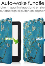 NoXx Hoes Geschikt voor Kobo Nia Hoesje Bookcase Cover Book Case Hoes Sleepcover Met Screenprotector - Bloesem