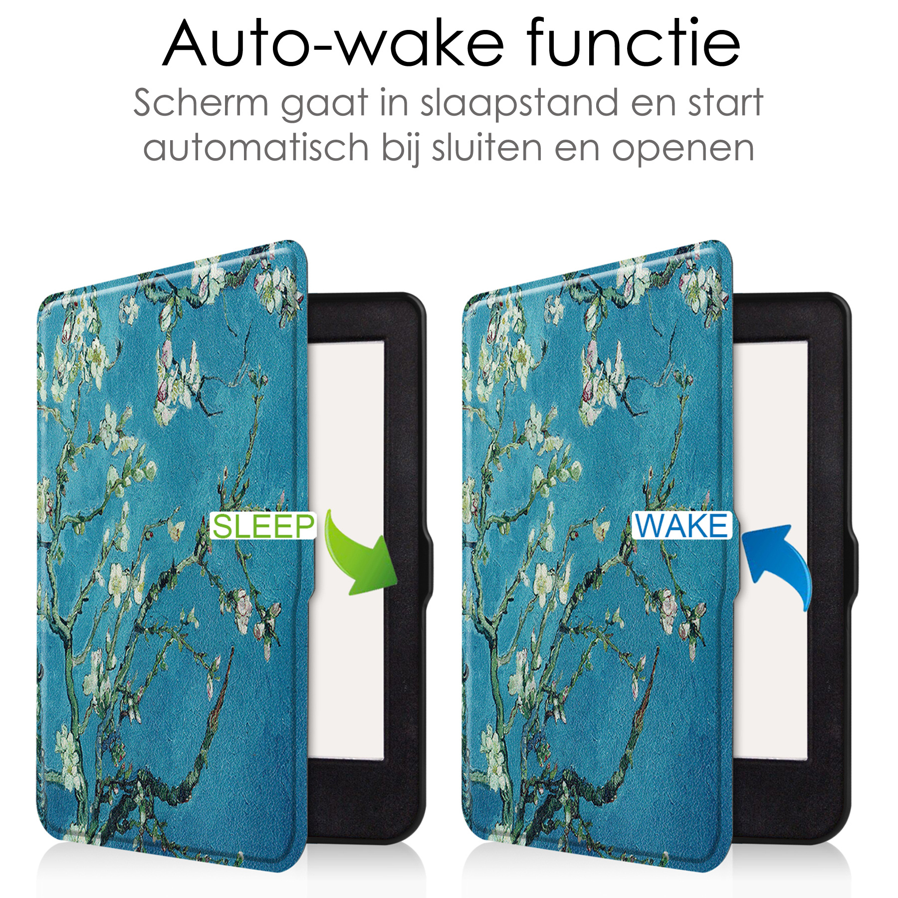 NoXx Hoes Geschikt voor Kobo Nia Hoesje Bookcase Cover Book Case Hoes Sleepcover Met Screenprotector - Bloesem