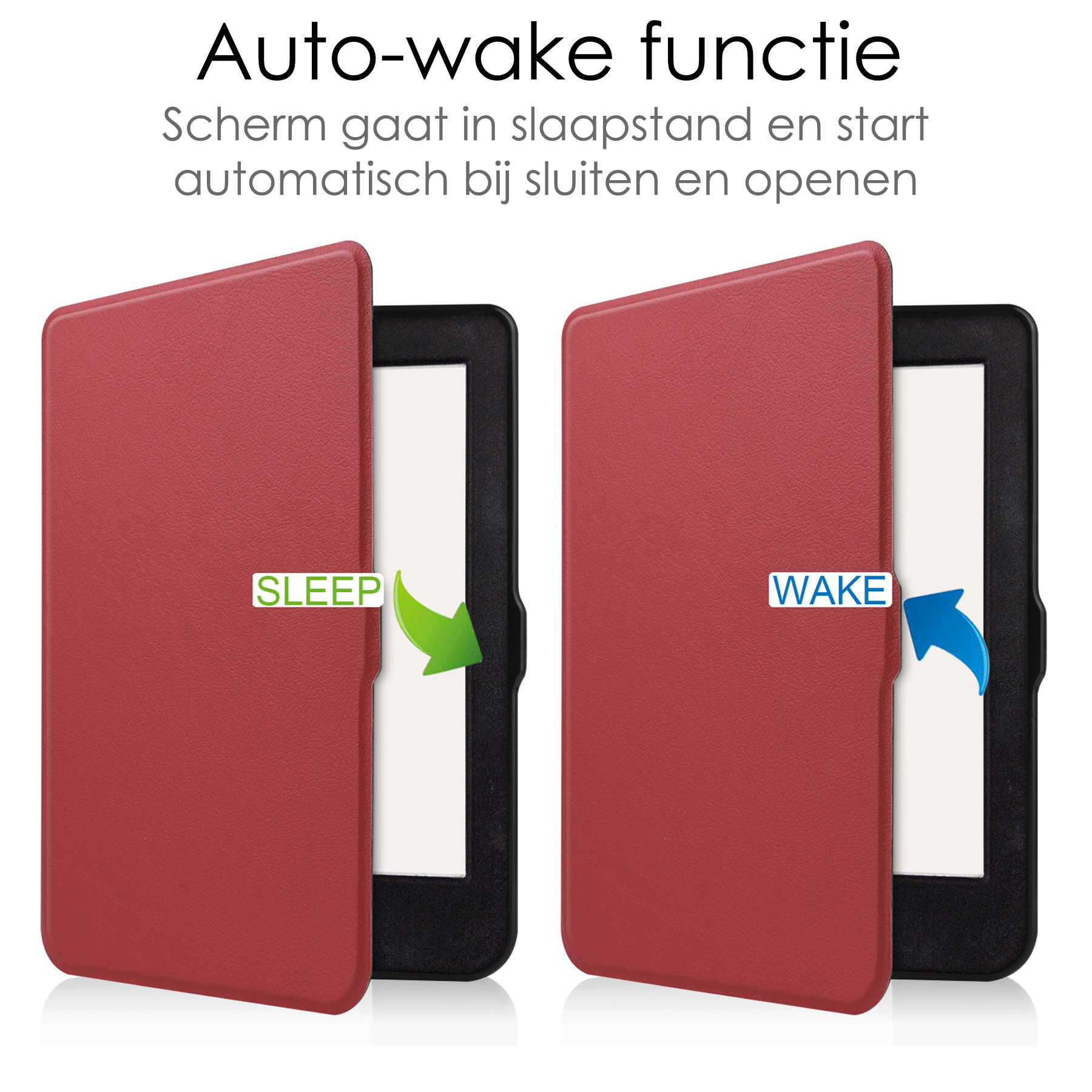 NoXx Hoes Geschikt voor Kobo Nia Hoesje Bookcase Cover Book Case Hoes Sleepcover Met Screenprotector - Donkerrood