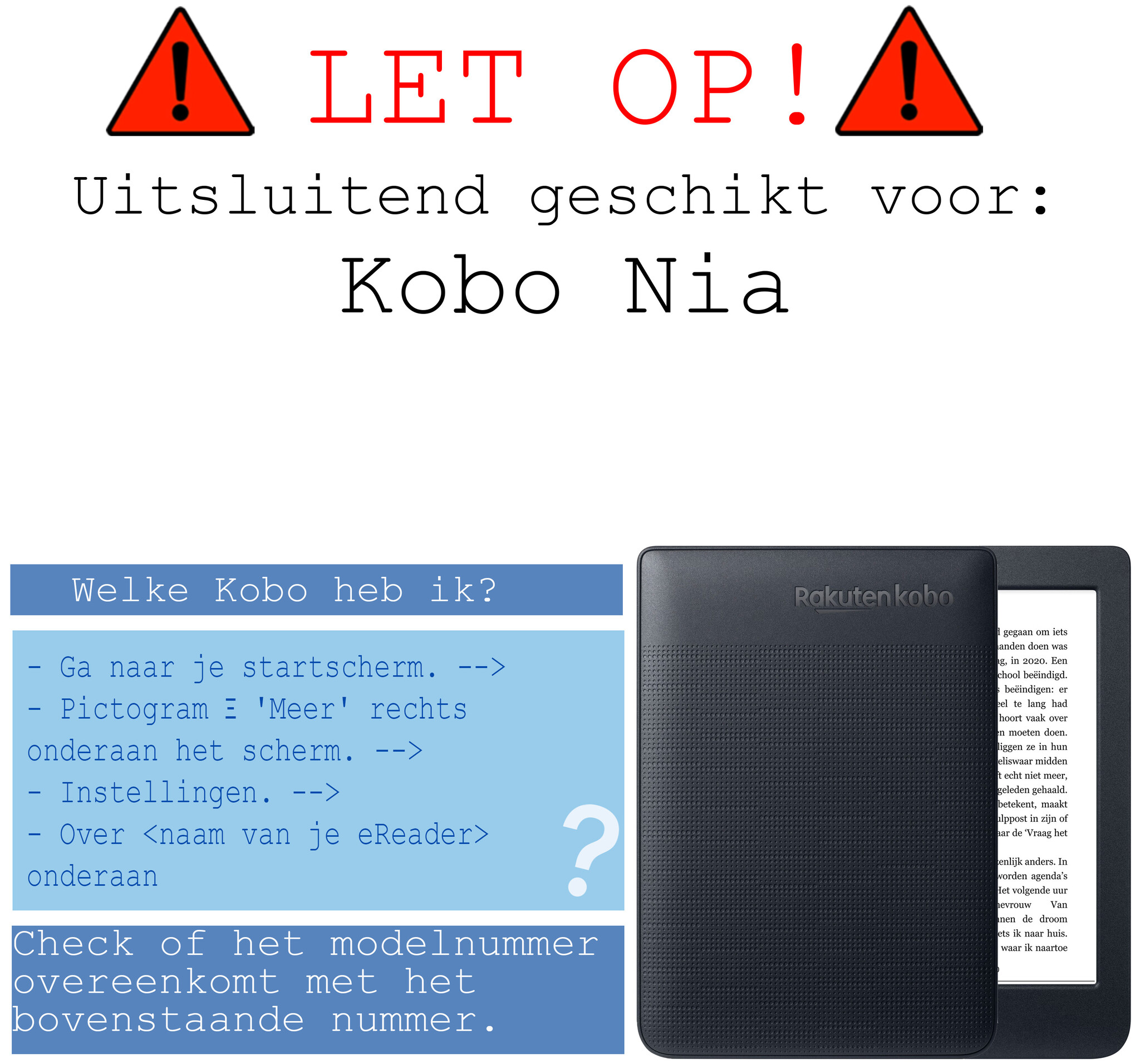 BASEY. Hoes Geschikt voor Kobo Nia Hoesje Bookcase Cover Hoes Met Screenprotector - Hoesje Geschikt voor Kobo Nia Hoes Cover Case - Donkerblauw