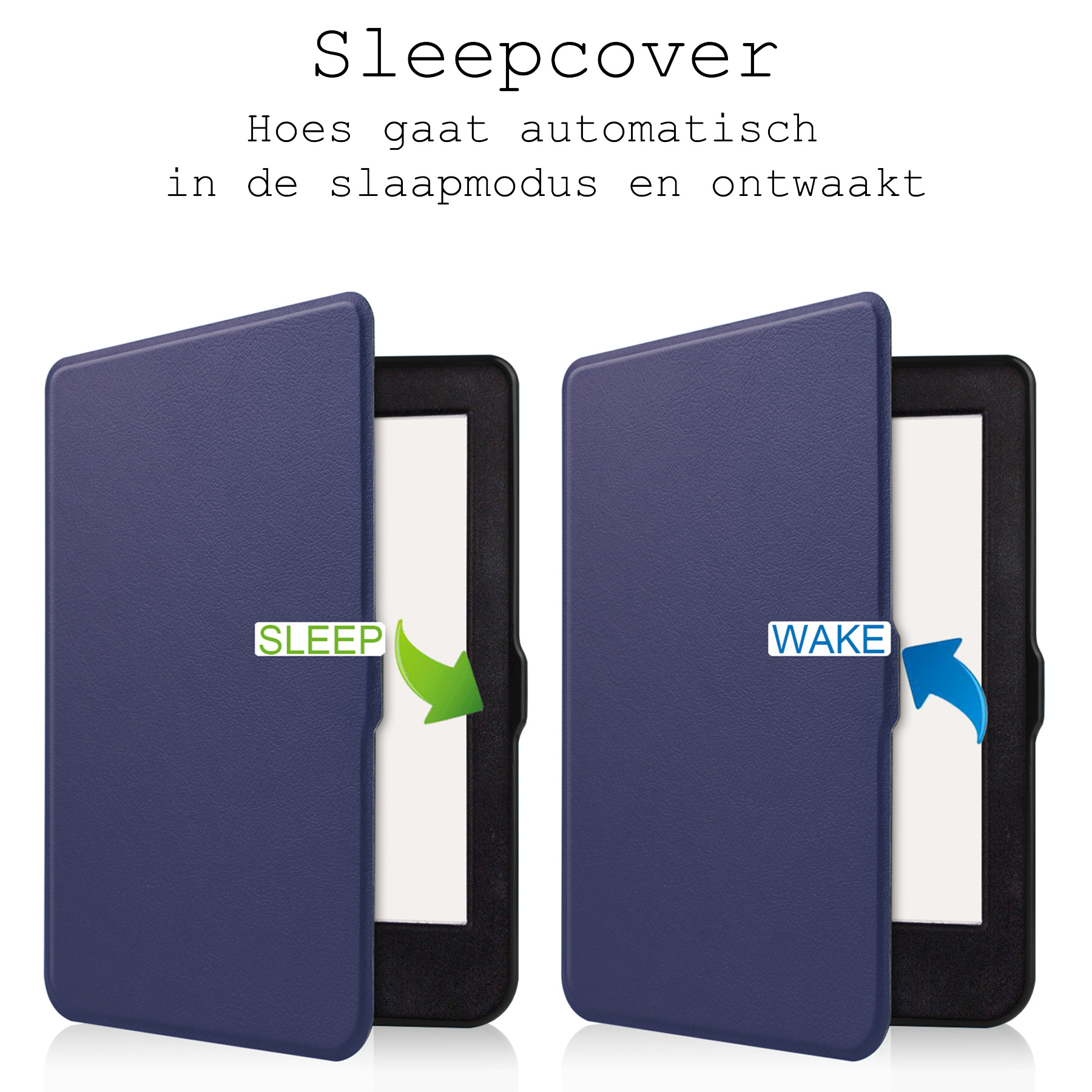 BASEY. Hoes Geschikt voor Kobo Nia Hoesje Bookcase Cover Hoes Met Screenprotector - Hoesje Geschikt voor Kobo Nia Hoes Cover Case - Donkerblauw