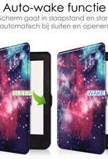 NoXx Hoes Geschikt voor Kobo Nia Hoesje Bookcase Cover Book Case Hoes Sleepcover Met Screenprotector - Galaxy