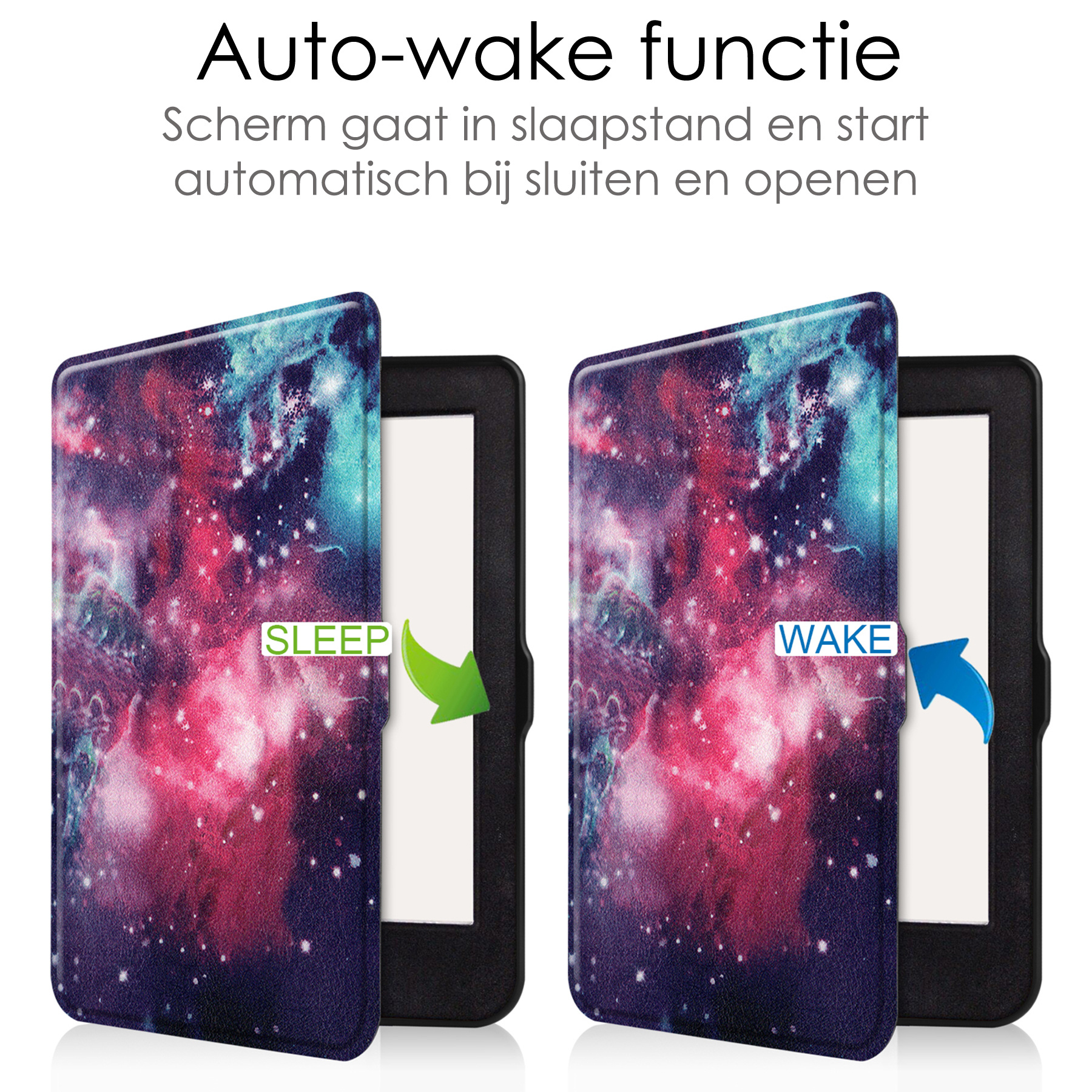 NoXx Hoes Geschikt voor Kobo Nia Hoesje Bookcase Cover Book Case Hoes Sleepcover Met Screenprotector - Galaxy