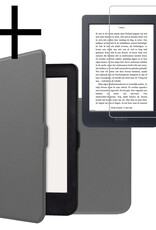 NoXx Hoes Geschikt voor Kobo Nia Hoesje Bookcase Cover Book Case Hoes Sleepcover Met Screenprotector - Grijs