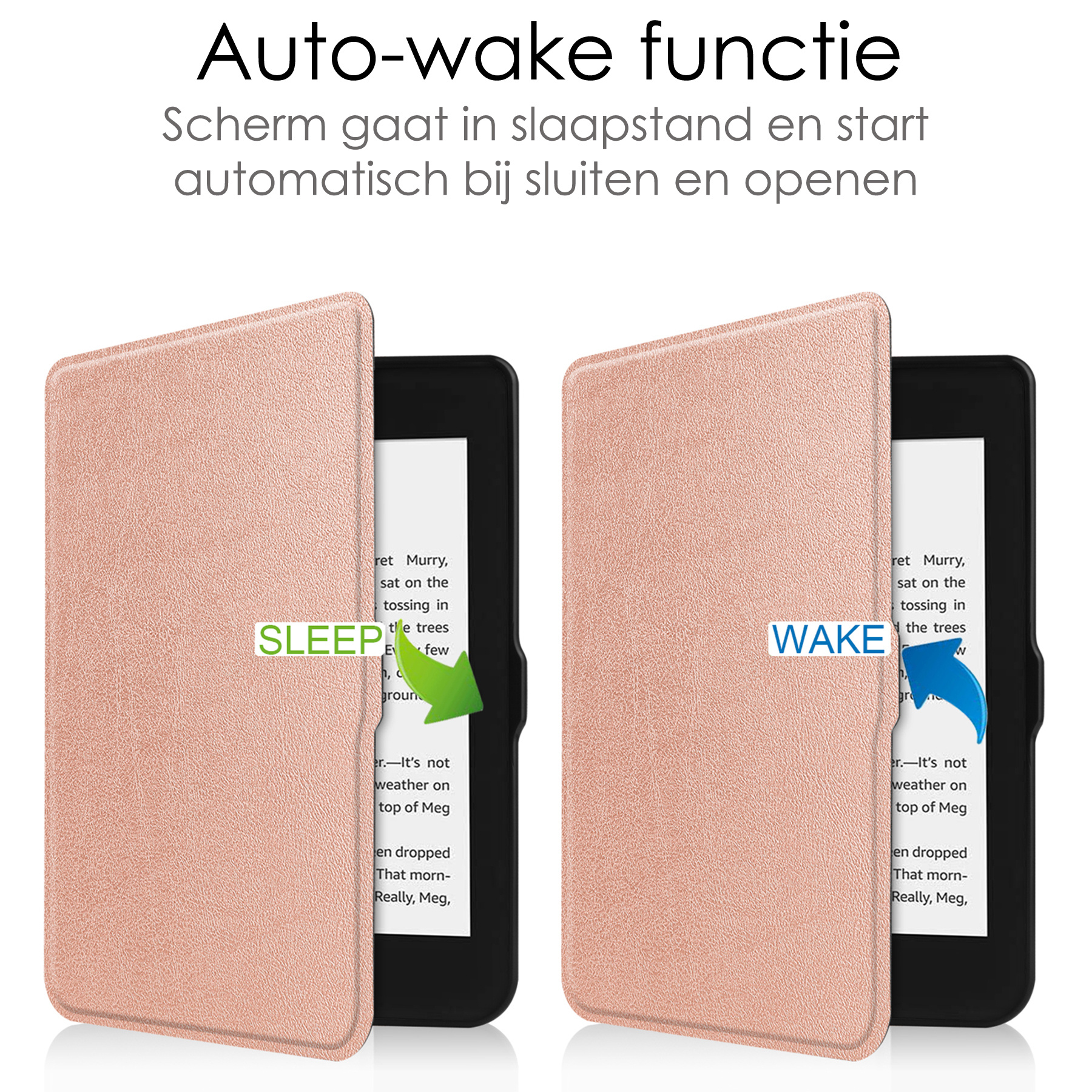 NoXx Hoes Geschikt voor Kobo Nia Hoesje Bookcase Cover Book Case Hoes Sleepcover Met Screenprotector - Rosé Goud