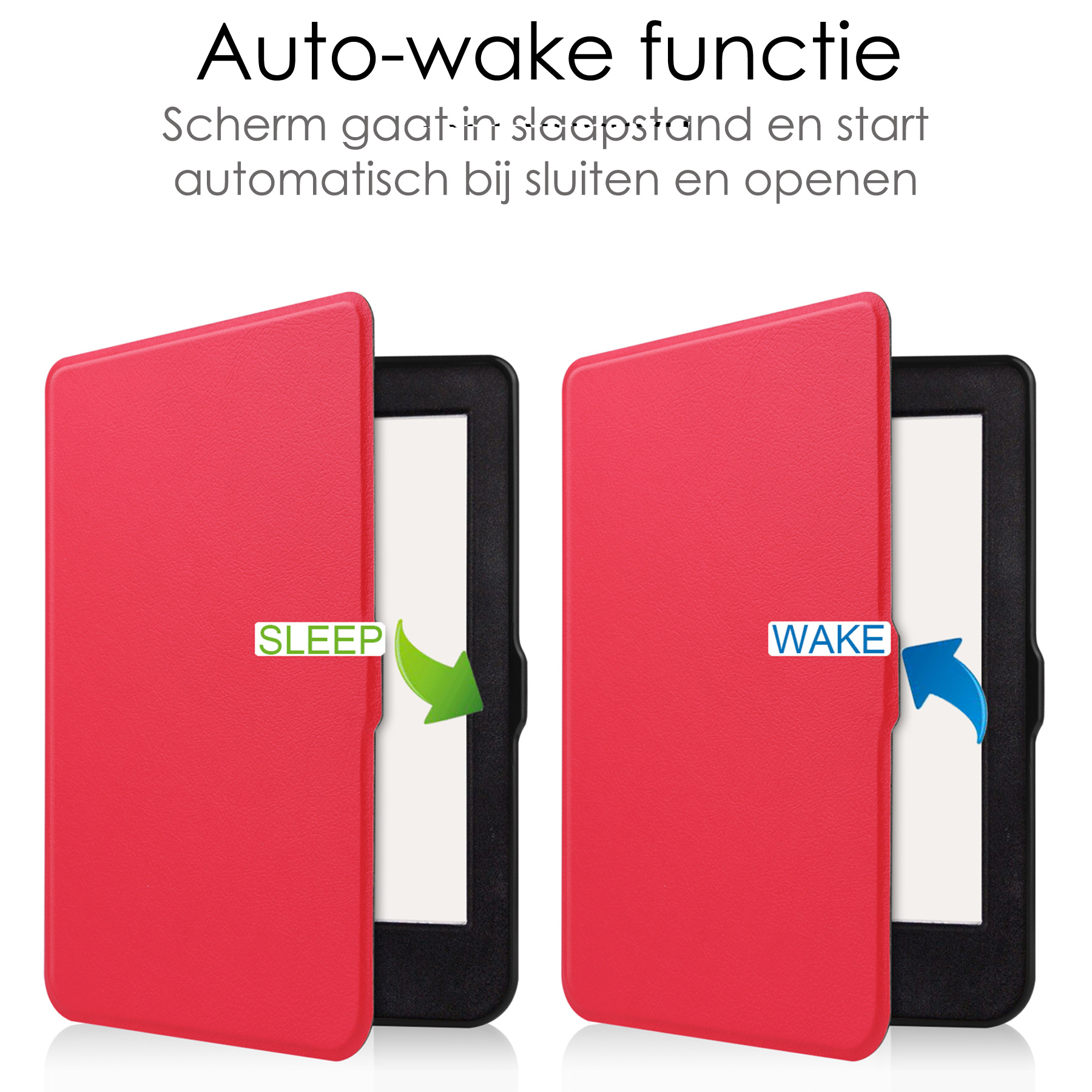 NoXx Hoes Geschikt voor Kobo Nia Hoesje Bookcase Cover Book Case Hoes Sleepcover Met Screenprotector - Rood