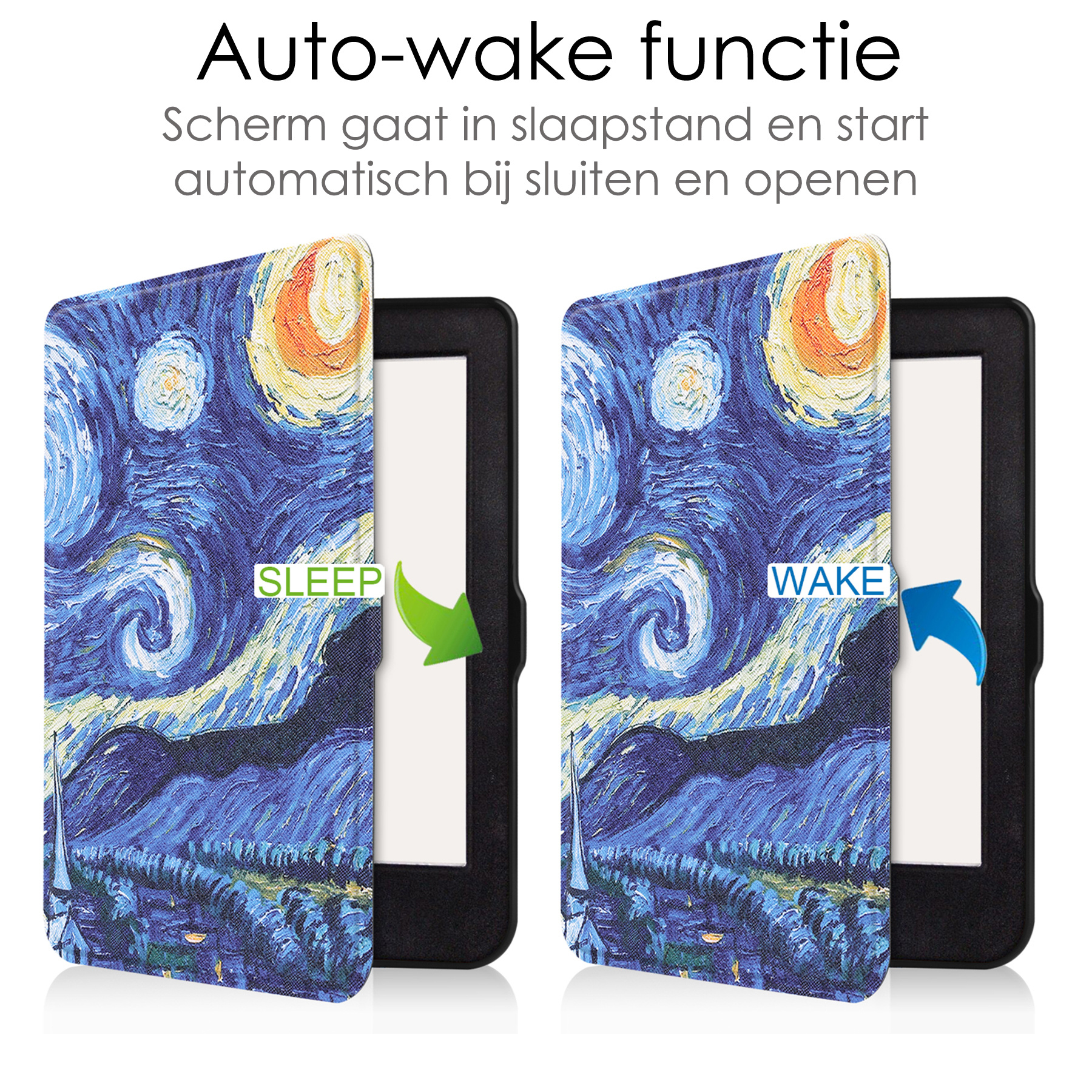 NoXx Hoes Geschikt voor Kobo Nia Hoesje Bookcase Cover Book Case Hoes Sleepcover Met Screenprotector - Sterrenhemel