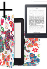 NoXx Hoes Geschikt voor Kobo Nia Hoesje Bookcase Cover Book Case Hoes Sleepcover Met Screenprotector - Vlinders