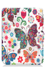 NoXx Hoes Geschikt voor Kobo Nia Hoesje Bookcase Cover Book Case Hoes Sleepcover Met Screenprotector - Vlinders