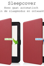 BASEY. Hoes Geschikt voor Kobo Nia Hoesje Bookcase Cover Hoes Met Screenprotector - Hoesje Geschikt voor Kobo Nia Hoes Cover Case - Donkerrood
