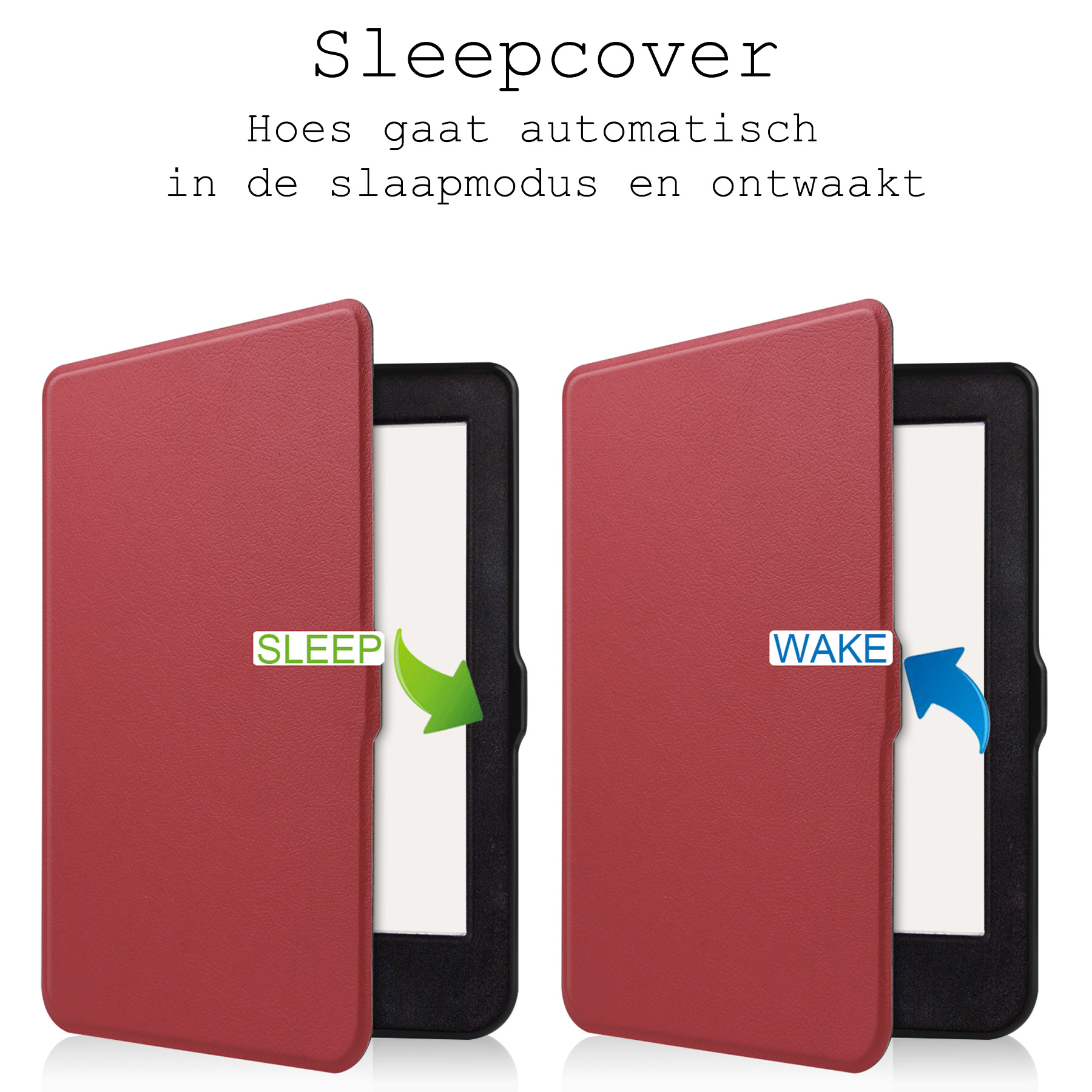 BASEY. Hoes Geschikt voor Kobo Nia Hoesje Bookcase Cover Hoes Met Screenprotector - Hoesje Geschikt voor Kobo Nia Hoes Cover Case - Donkerrood