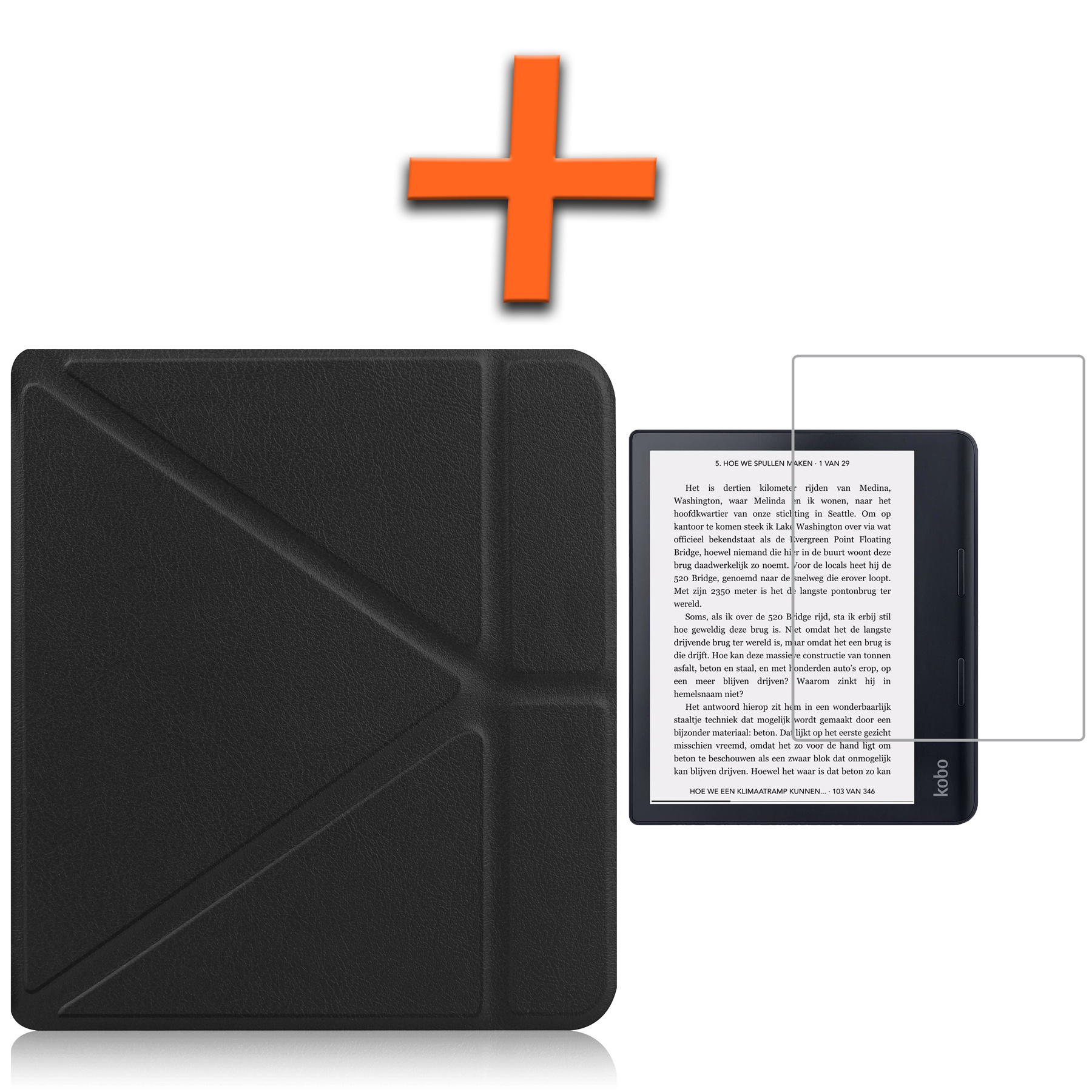 Nomfy Hoesje Geschikt voor Kobo Sage Hoes Book Case - Hoes Geschikt voor Kobo Sage Hoesje Book Cover Met Screenprotector - Zwart