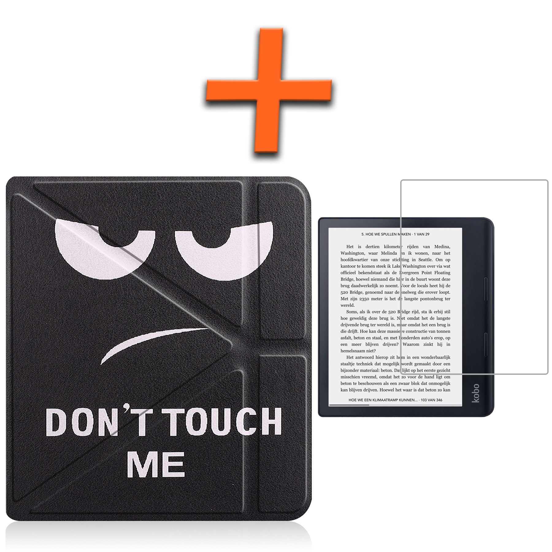 Nomfy Hoesje Geschikt voor Kobo Sage Hoes Book Case - Hoes Geschikt voor Kobo Sage Hoesje Book Cover Met Screenprotector - Don't Touch Me