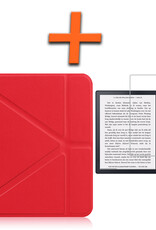 Nomfy Hoesje Geschikt voor Kobo Sage Hoes Book Case - Hoes Geschikt voor Kobo Sage Hoesje Book Cover Met Screenprotector - Rood