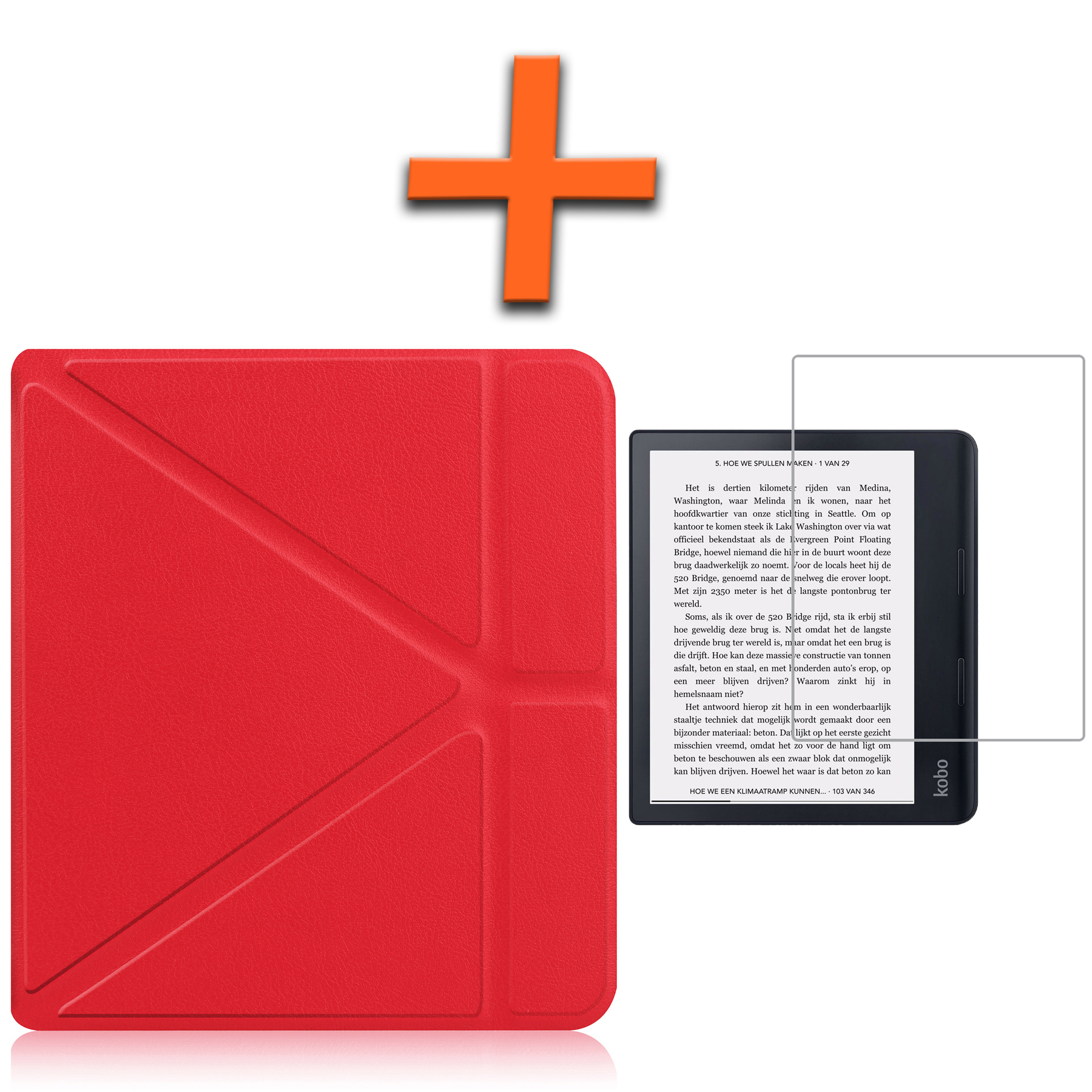 Nomfy Hoesje Geschikt voor Kobo Sage Hoes Book Case - Hoes Geschikt voor Kobo Sage Hoesje Book Cover Met Screenprotector - Rood